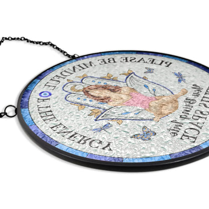 Gift For Yourself, Gift For Women, Yoga, Happy - Evil Eye Be Mindful Of The Energy - Personalized Stained Glass Window Hanging Suncatcher