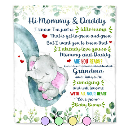 Hi Mommy & Daddy I Know I'm Just A Little Bump, Elephant And Hearts