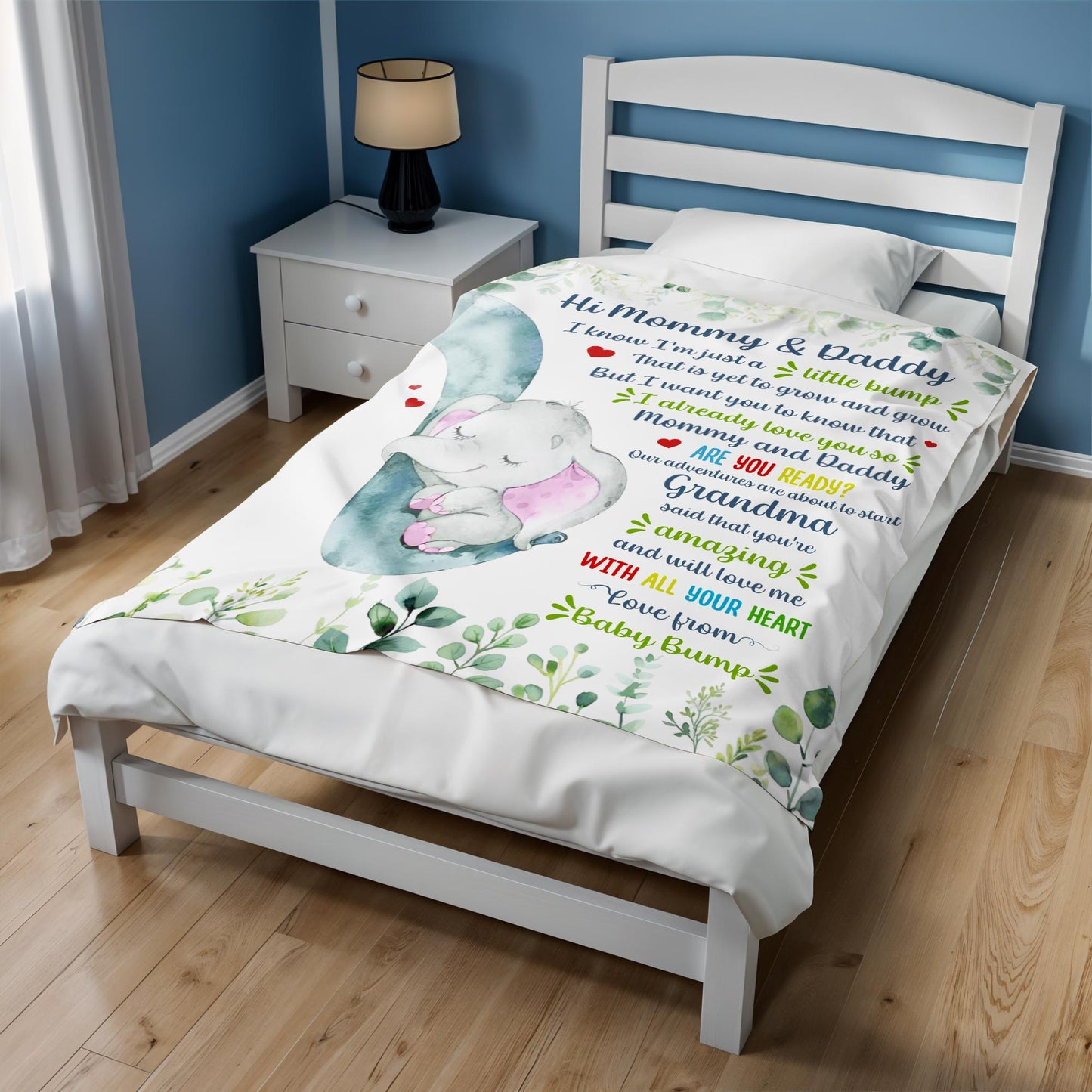 Hi Mommy & Daddy I Know I'm Just A Little Bump, Elephant And Hearts