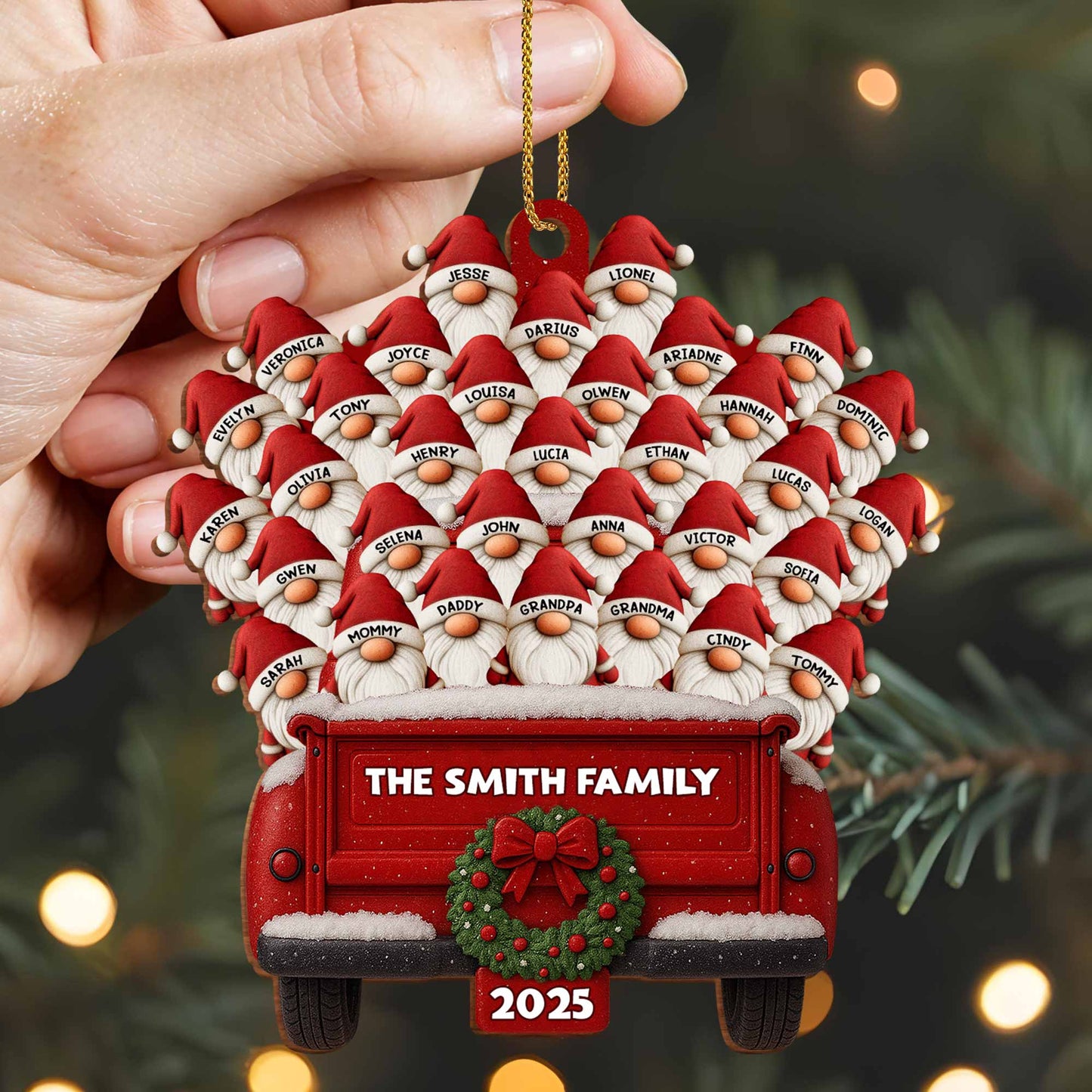 Customizable Family Truck Wood Ornament - A Unique Holiday Keepsake