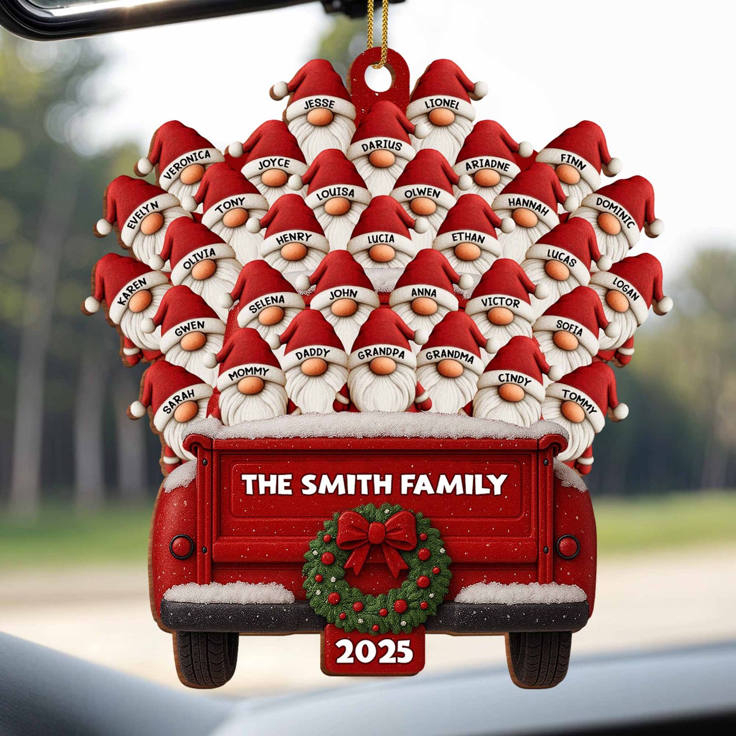 Customizable Family Truck Wood Ornament - A Unique Holiday Keepsake