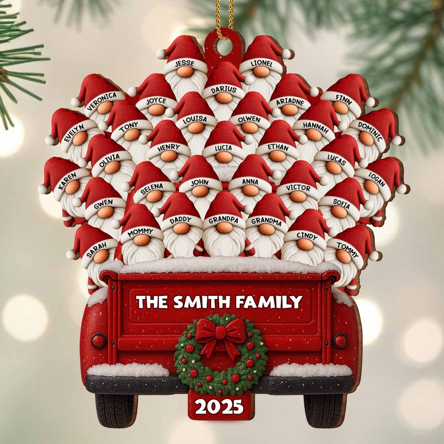 Customizable Family Truck Wood Ornament - A Unique Holiday Keepsake