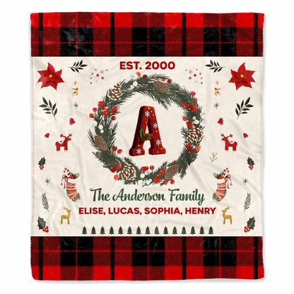 Celebrate Warmth And Love With Festive Christmas Wreath And Plaid Design