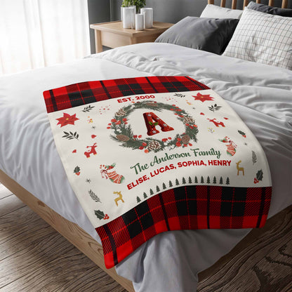 Celebrate Warmth And Love With Festive Christmas Wreath And Plaid Design