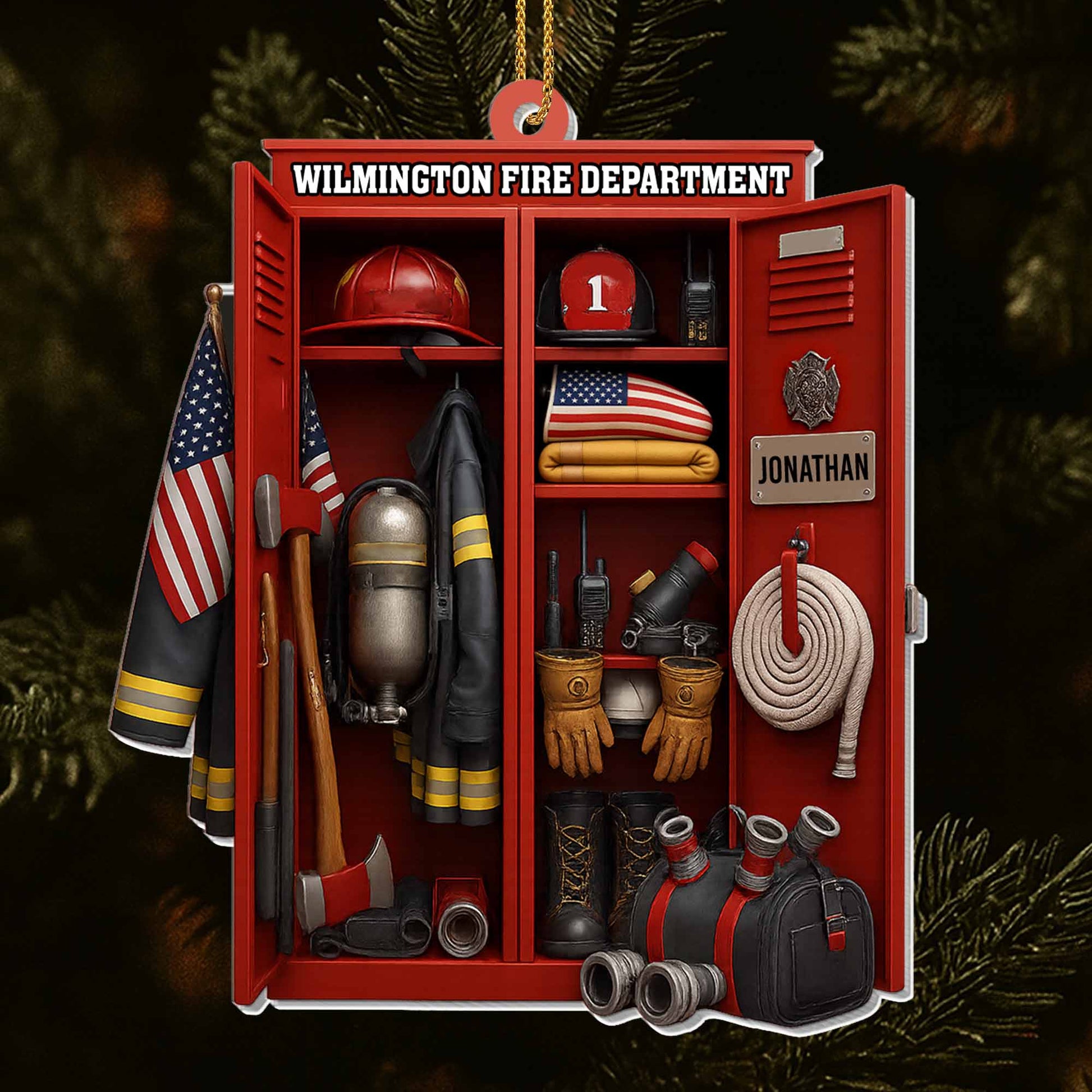 “Honor & Courage” Firefighter Acrylic Ornament - Personalized Christmas Gift