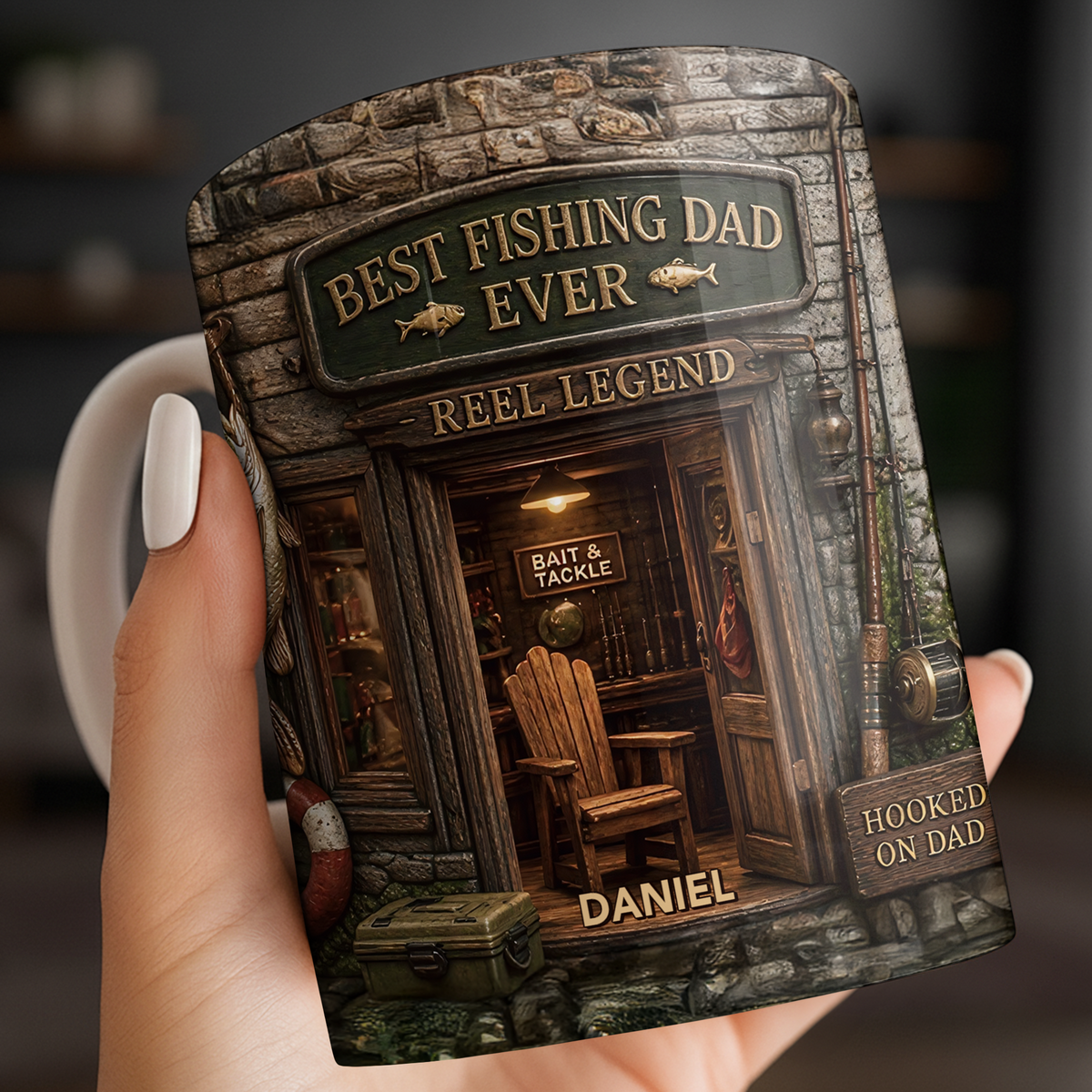 "Best Fishing Dad Ever Reel Legend" Personalized Mug - Birthday Gift for Dad Fisherman