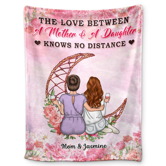 Mother Daughter Love Bridges Any Distance - Personalized Fleece Blanket - Cherished Mom Gift