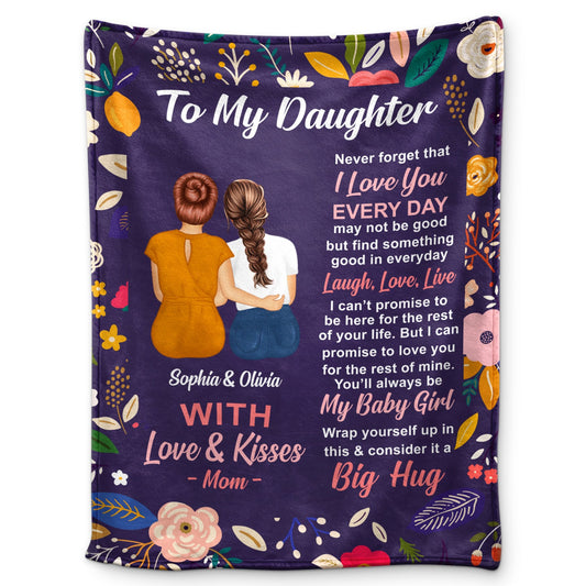 Personalized 'To My Daughter' Blanket - 'Big Hug' Gift from Mom - Fleece & Sherpa