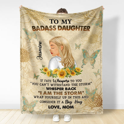 To My Badass Daughter - Personalized Blanket Gift For Women