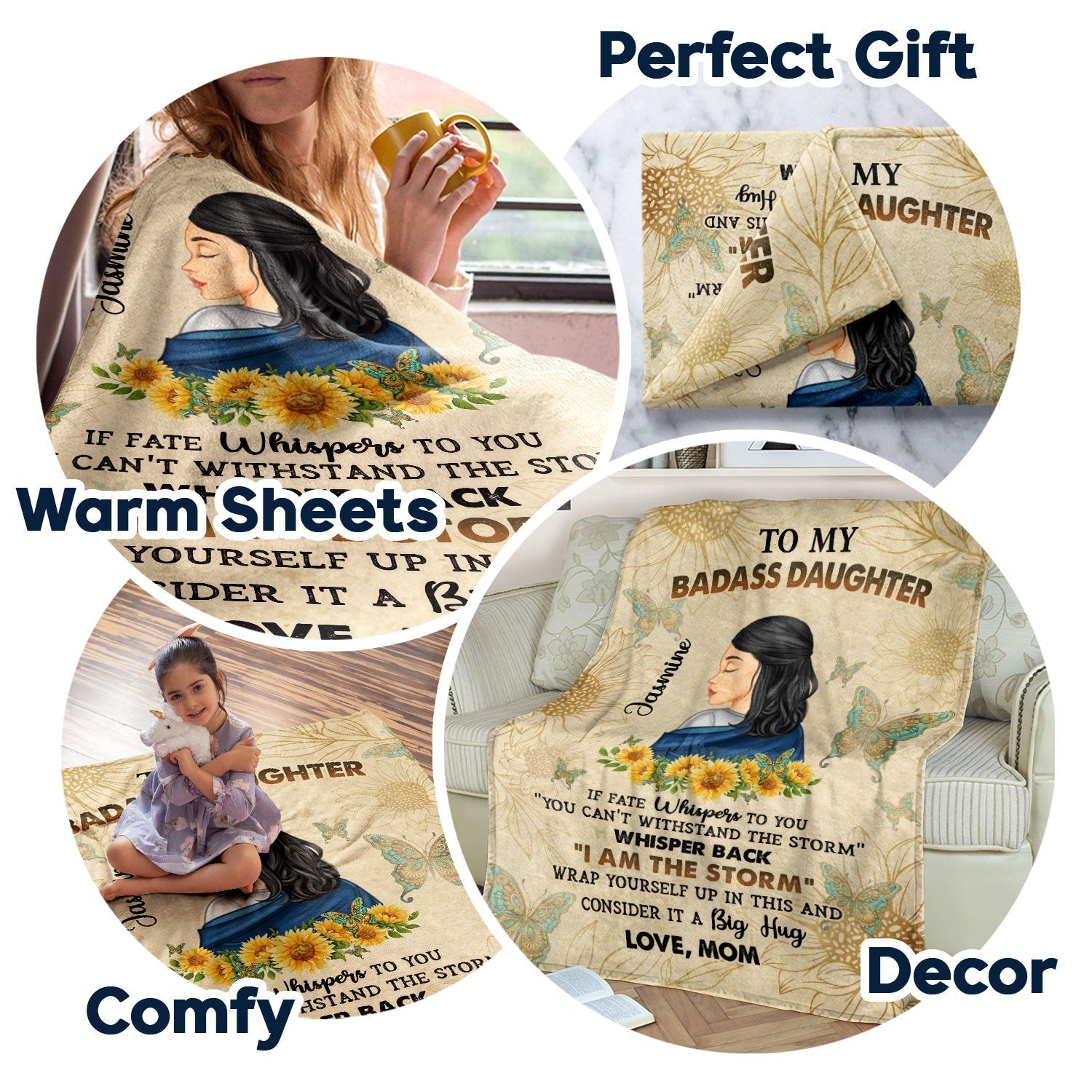 To My Badass Daughter - Personalized Blanket Gift For Women