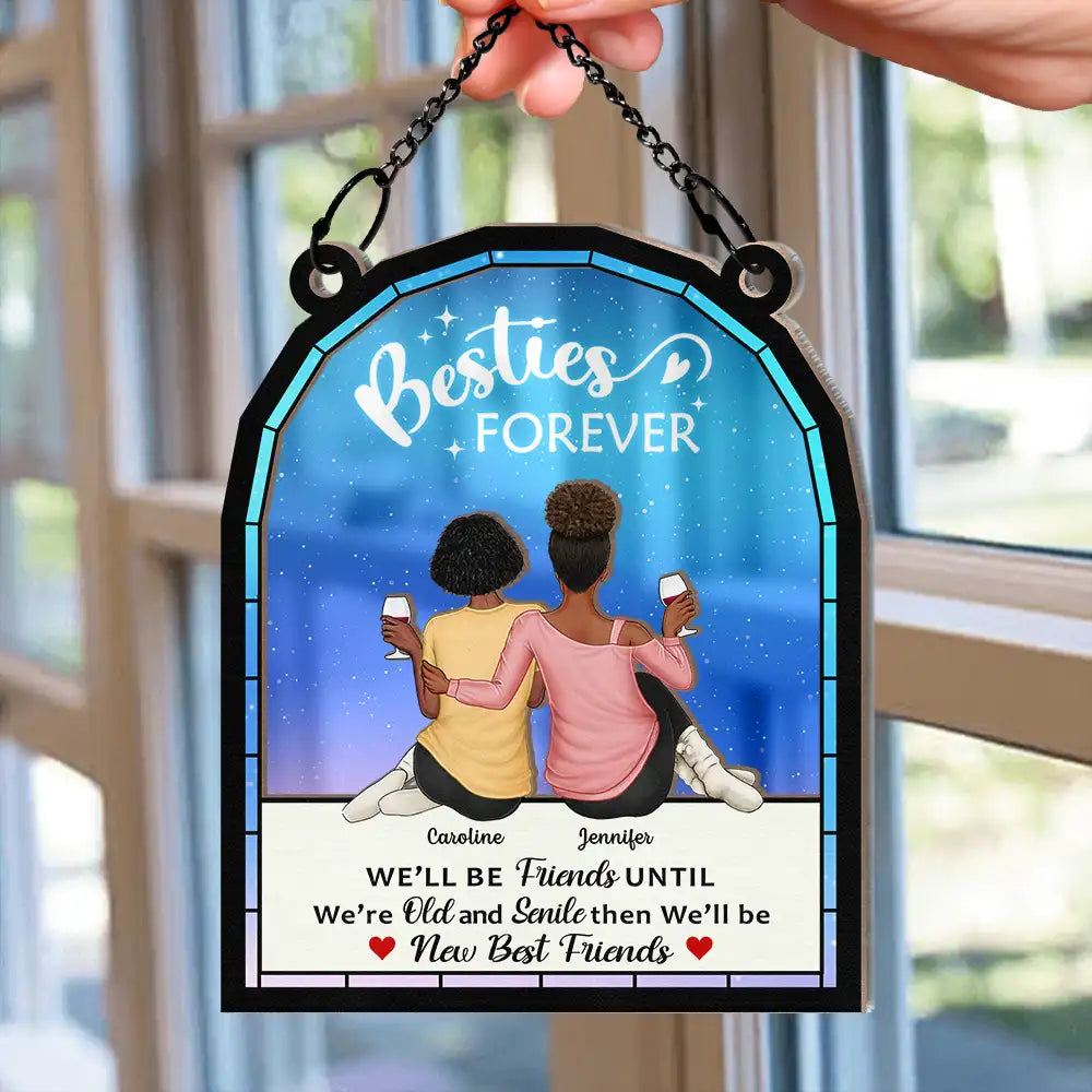 Gift For Bestie - Our Memories Are Countless Our Friendship Is Endless - Personalized Window Hanging Suncatcher Ornament