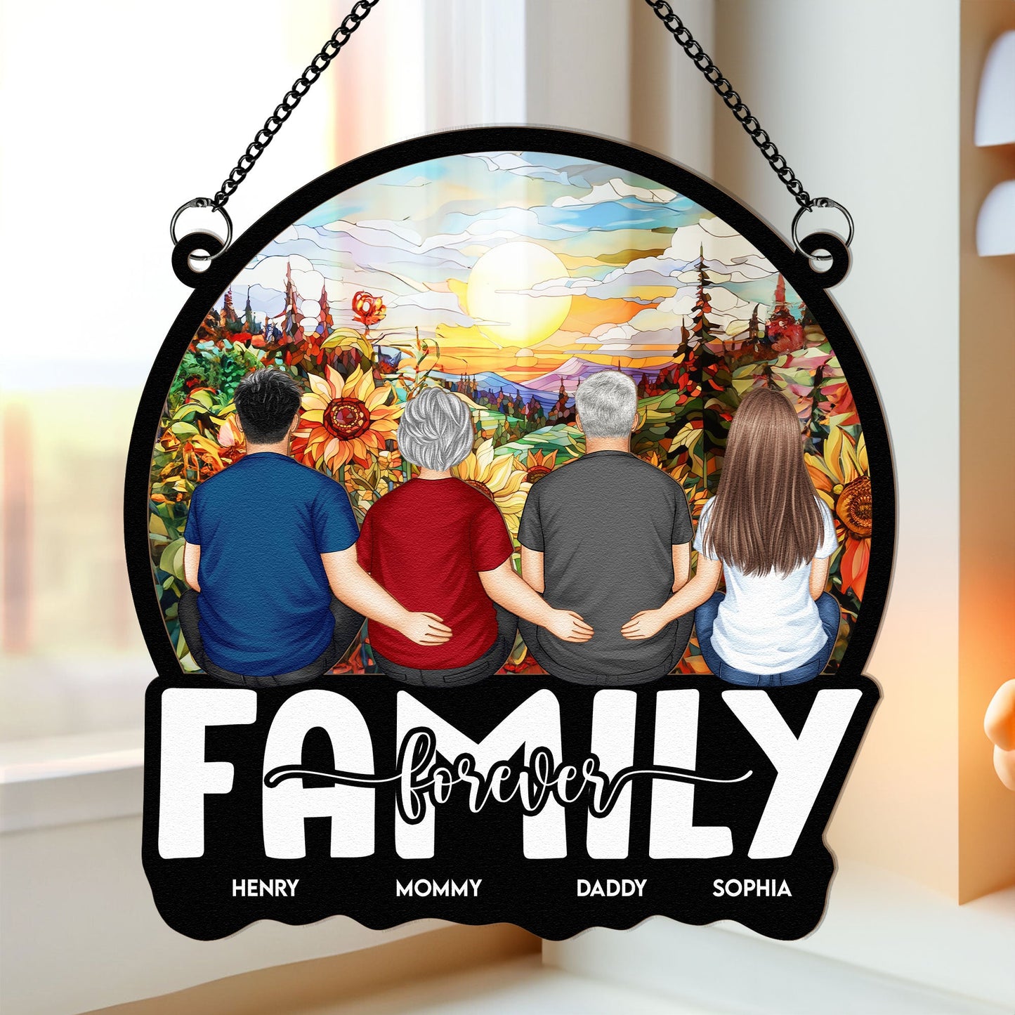 Family Forever - 2024 - Personalized Window Hanging Suncatcher Ornament