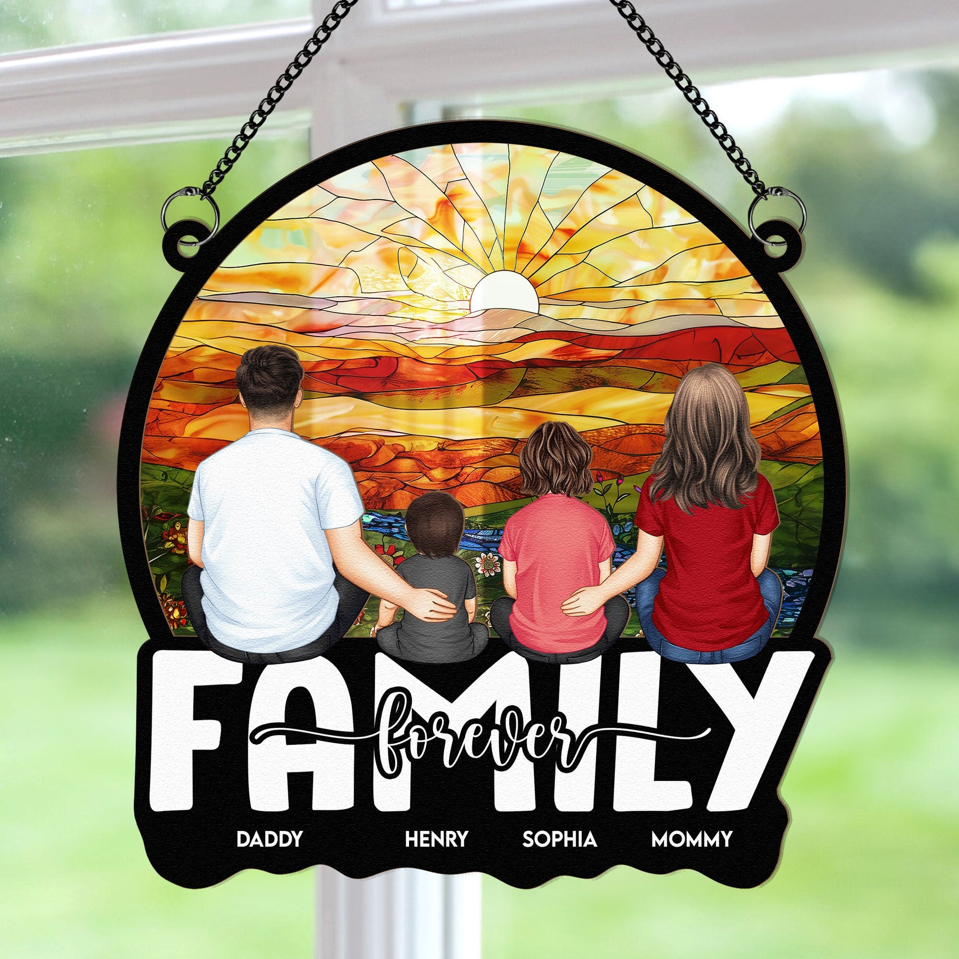 Family Forever - 2024 - Personalized Window Hanging Suncatcher Ornament