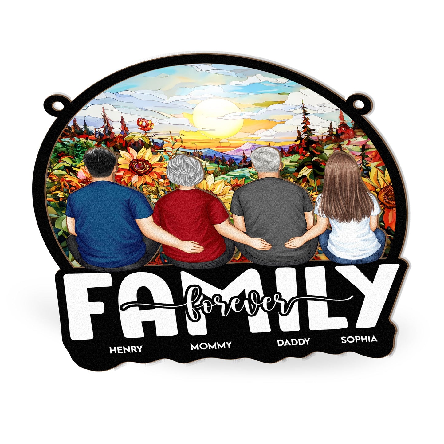 Family Forever - 2024 - Personalized Window Hanging Suncatcher Ornament