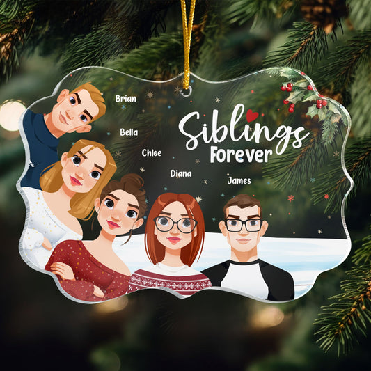 Heartfelt Custom 'Siblings Forever' Ornament - Personalized Christmas Gift