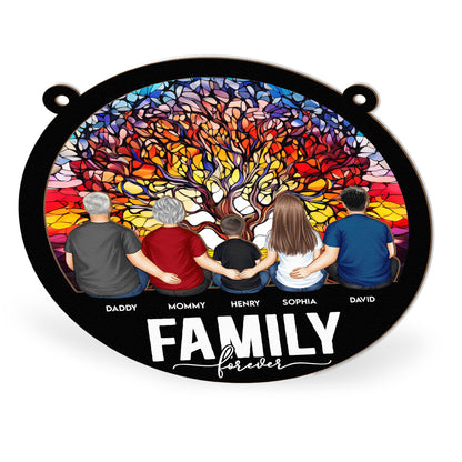 Custom 'Family Forever' Suncatcher: Personalized Family Tree Window Ornament