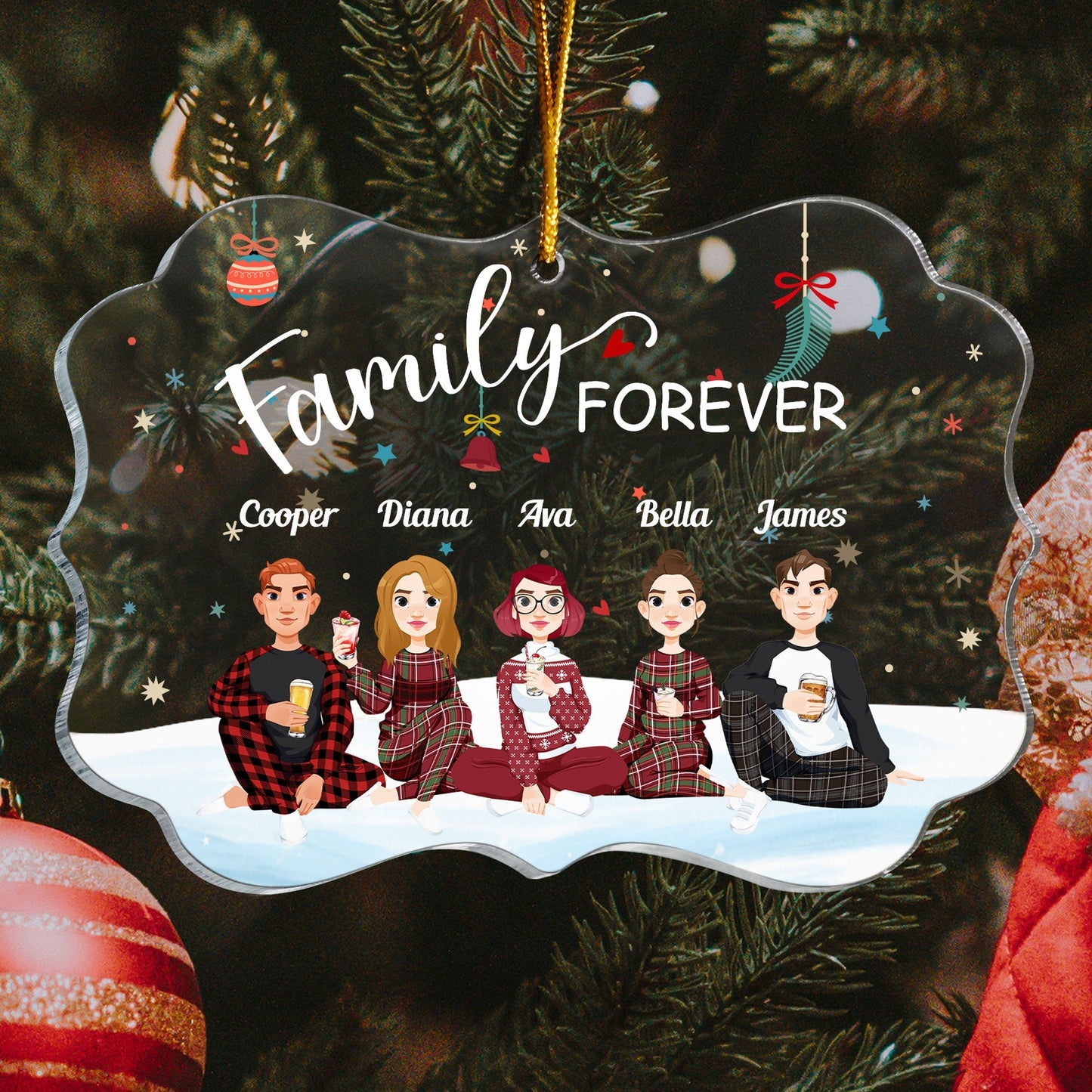 Family Forever (New Version) - Personalized Acrylic Ornament