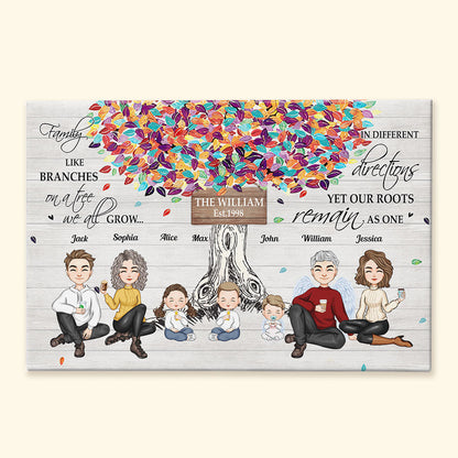 Heartfelt Family Tree Canvas: Custom 'Branches, Roots As One' Wall Art