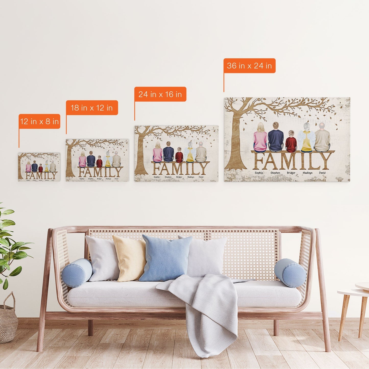 Personalized Family Canvas Wall Art - Custom Names & Memorial For Loved One Keepsake