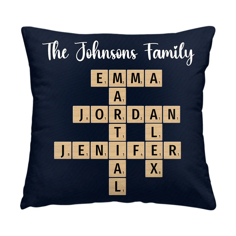 Personalized Family Crossword Pillow - Gift for Mom Dad And Grandparents