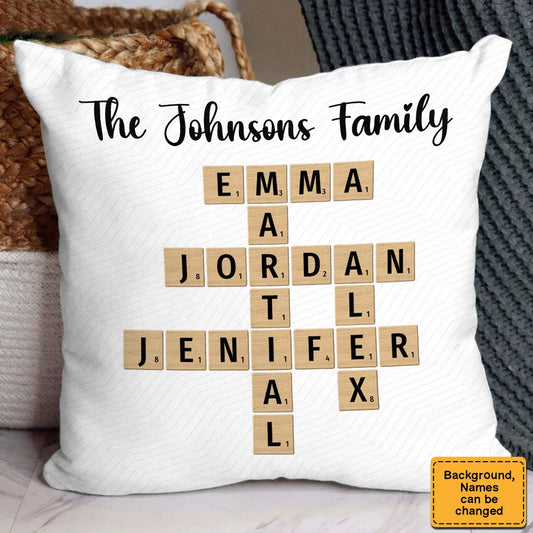 Personalized Family Crossword Pillow - Gift for Mom Dad And Grandparents