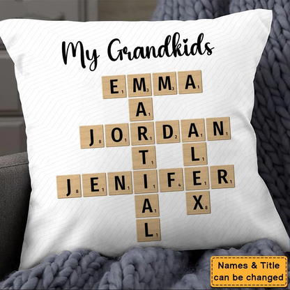 Personalized Family Crossword Pillow - Gift for Mom Dad And Grandparents