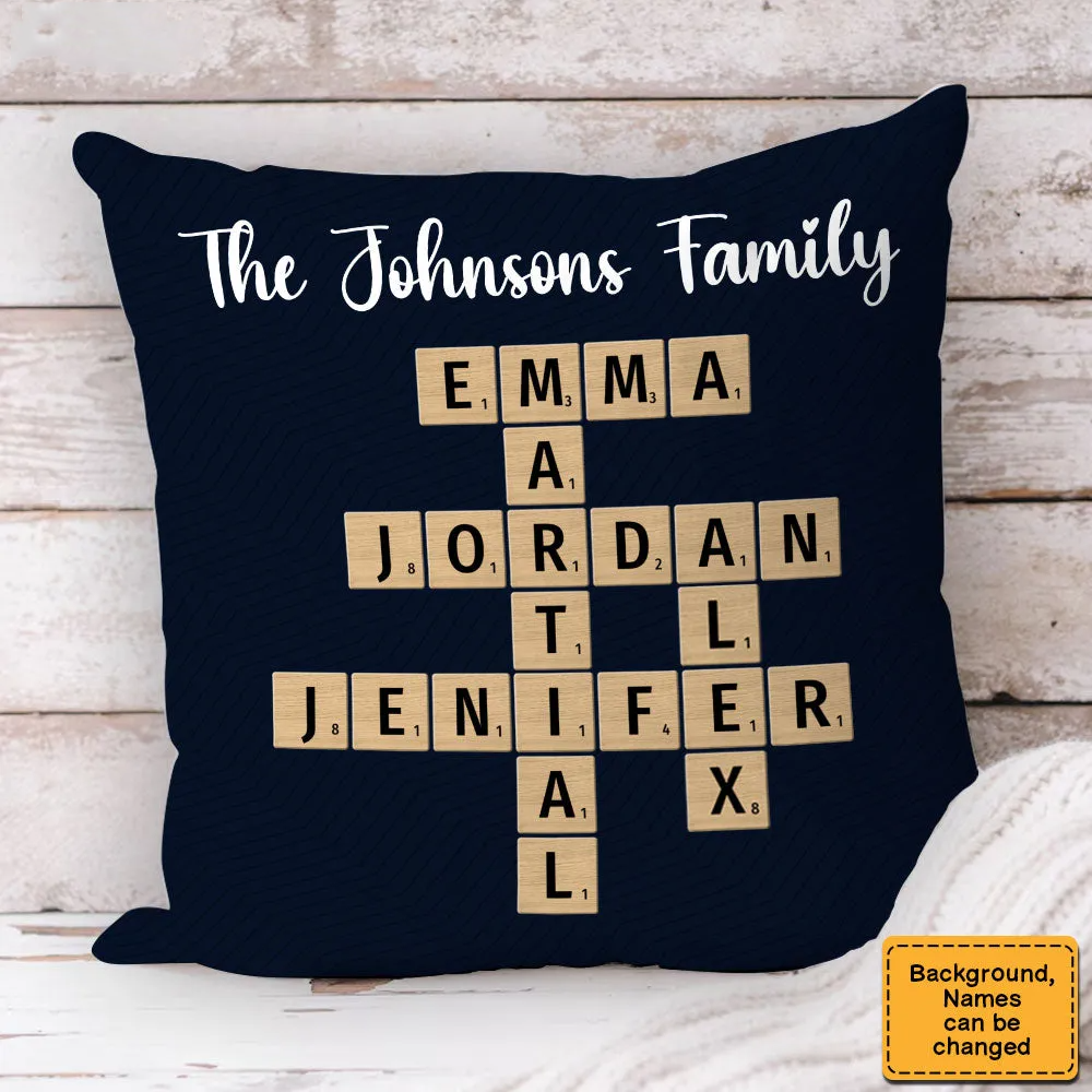 Personalized Family Crossword Pillow - Gift for Mom Dad And Grandparents