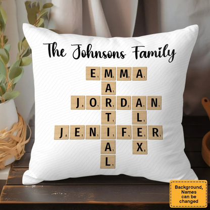 Personalized Family Crossword Pillow - Gift for Mom Dad And Grandparents