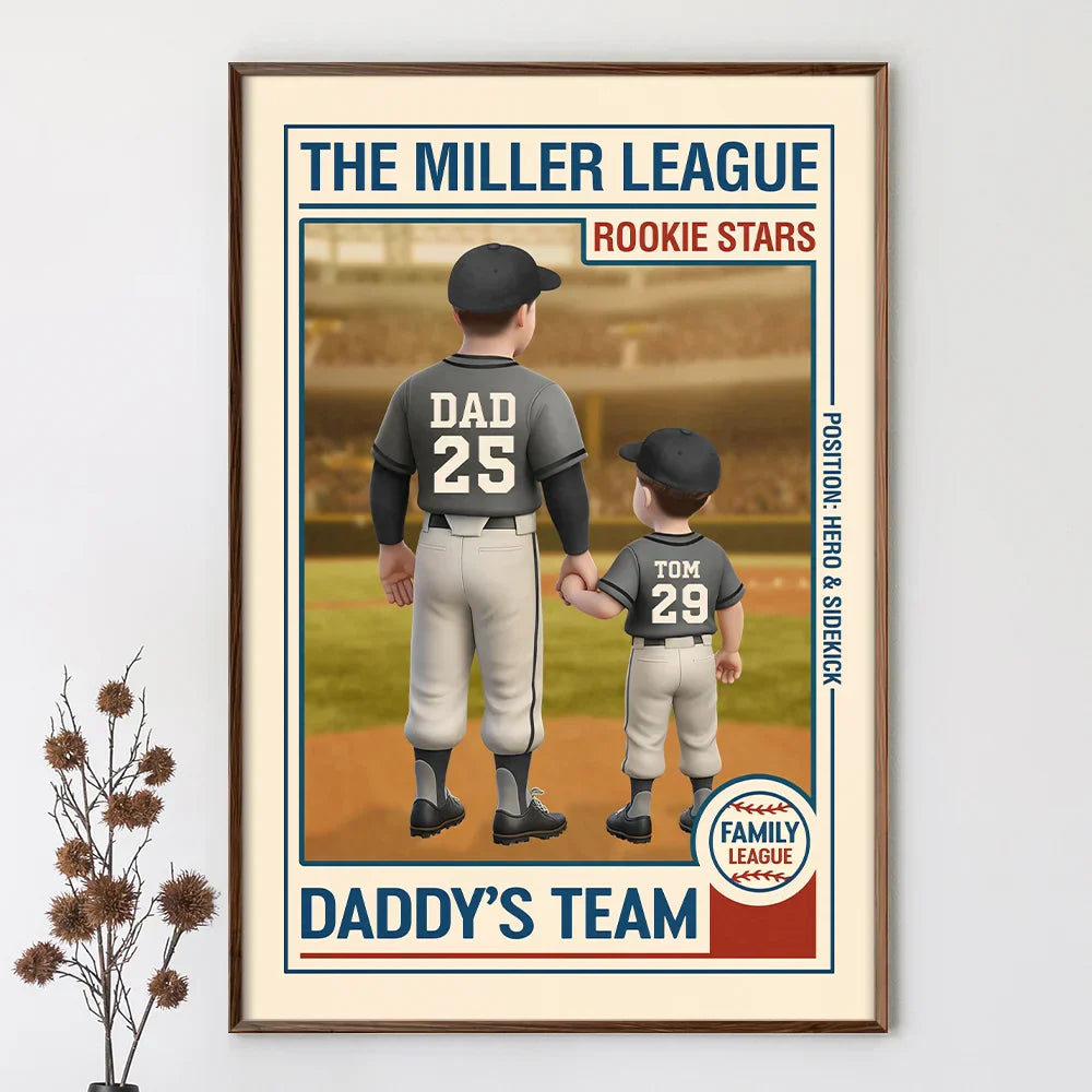 Gift For Father,Dad's Hobby,Sport Dad,Baseball,Happy - Family League Daddy's Team - Personalized Poster