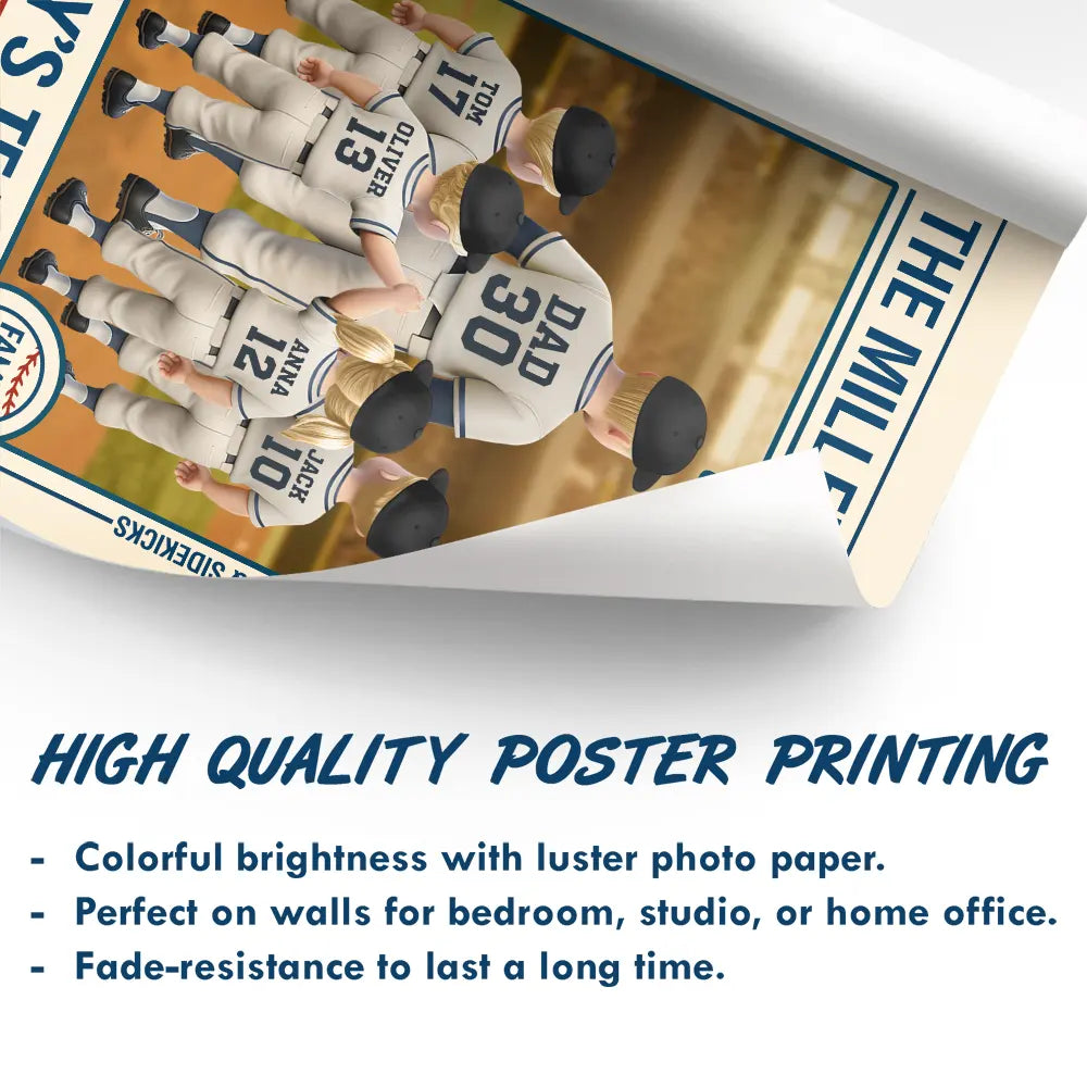 Gift For Father,Dad's Hobby,Sport Dad,Baseball,Happy - Family League Daddy's Team - Personalized Poster