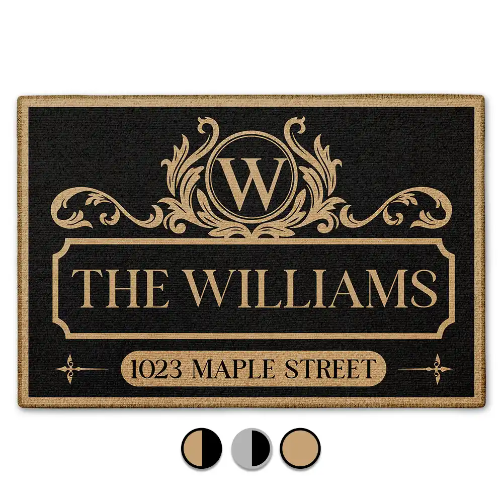 Family, Gift For Couples - Family Monogram With Address Vintage Decor - Personalised Doormat