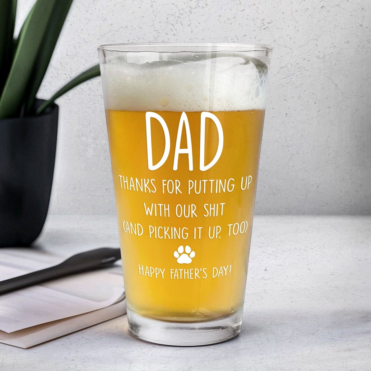 Personalized “We Woof You” Beer Glass - Father’s Day Gift for Dog Dads