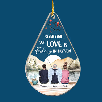 Fishing In Heaven Personalized Acrylic Ornament - Custom Memorial Keepsake Gift for Family