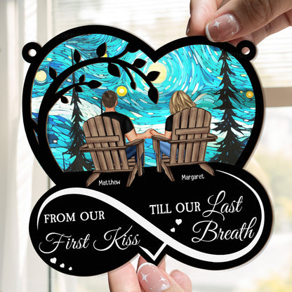 From Our First Kiss Heart Infinity - Personalized Window Hanging Suncatcher Ornament