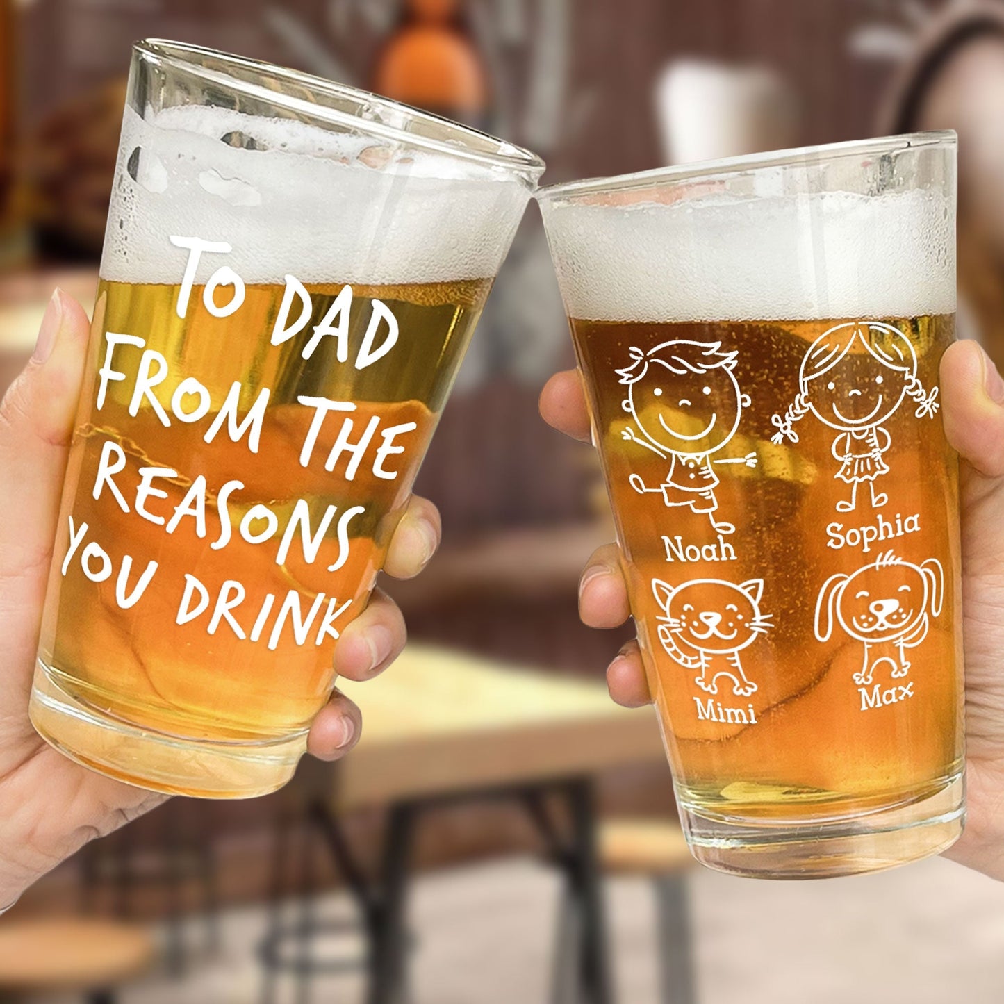 Personalized "Reasons You Drink" Beer Glass - A Special Father’s Day Gift for Dad