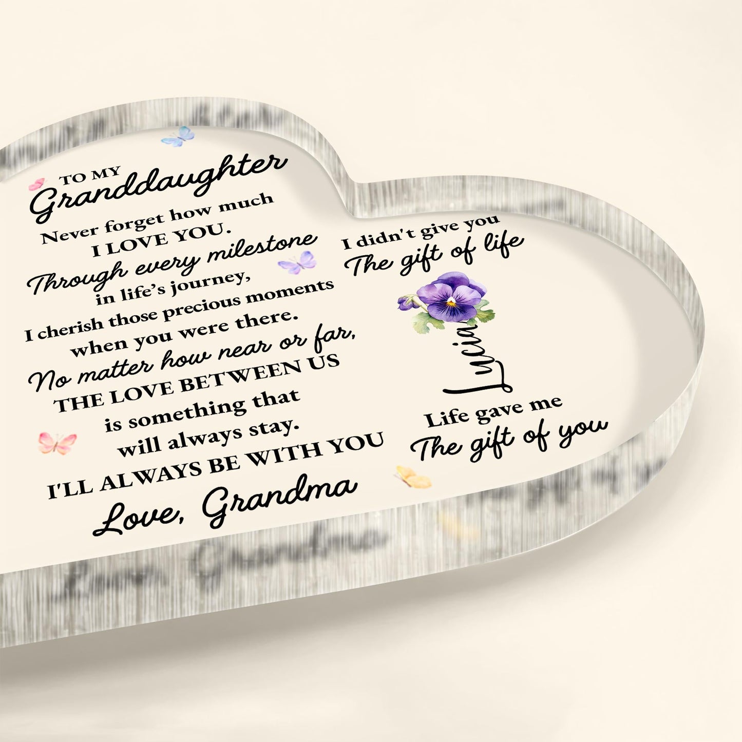 To My Granddaughter, Love Always Stays With Beautiful Butterflies and Flowers