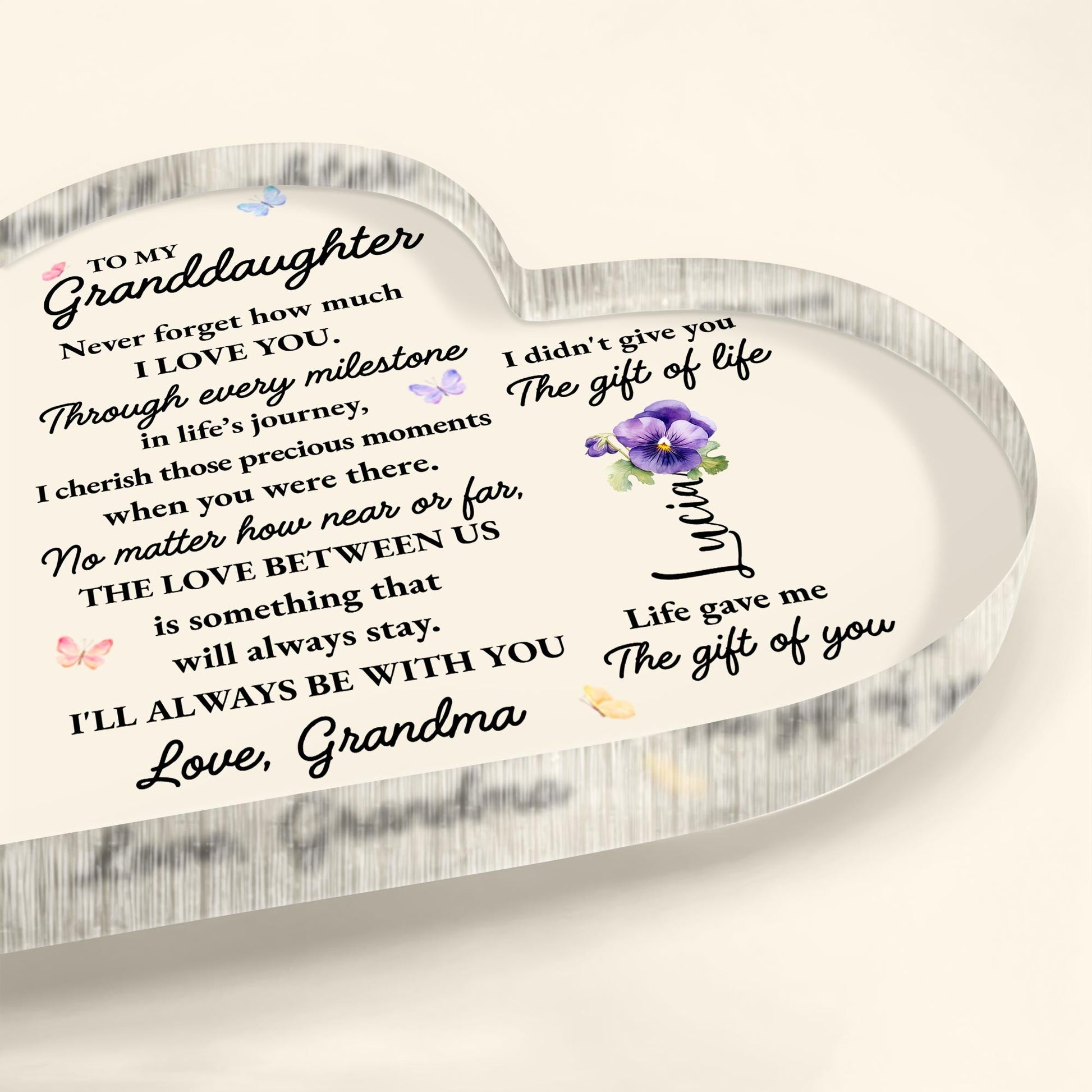 To My Granddaughter, Love Always Stays With Beautiful Butterflies and Flowers