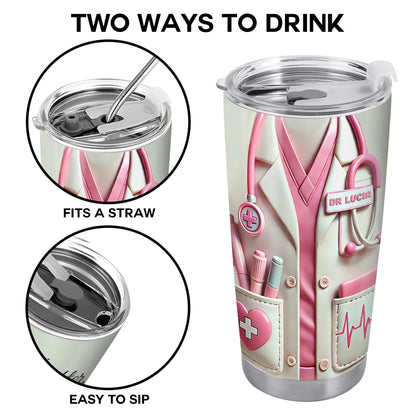 Stethoscope Heart Design - Personalized Tumbler - Gift For Nurse & Doctor