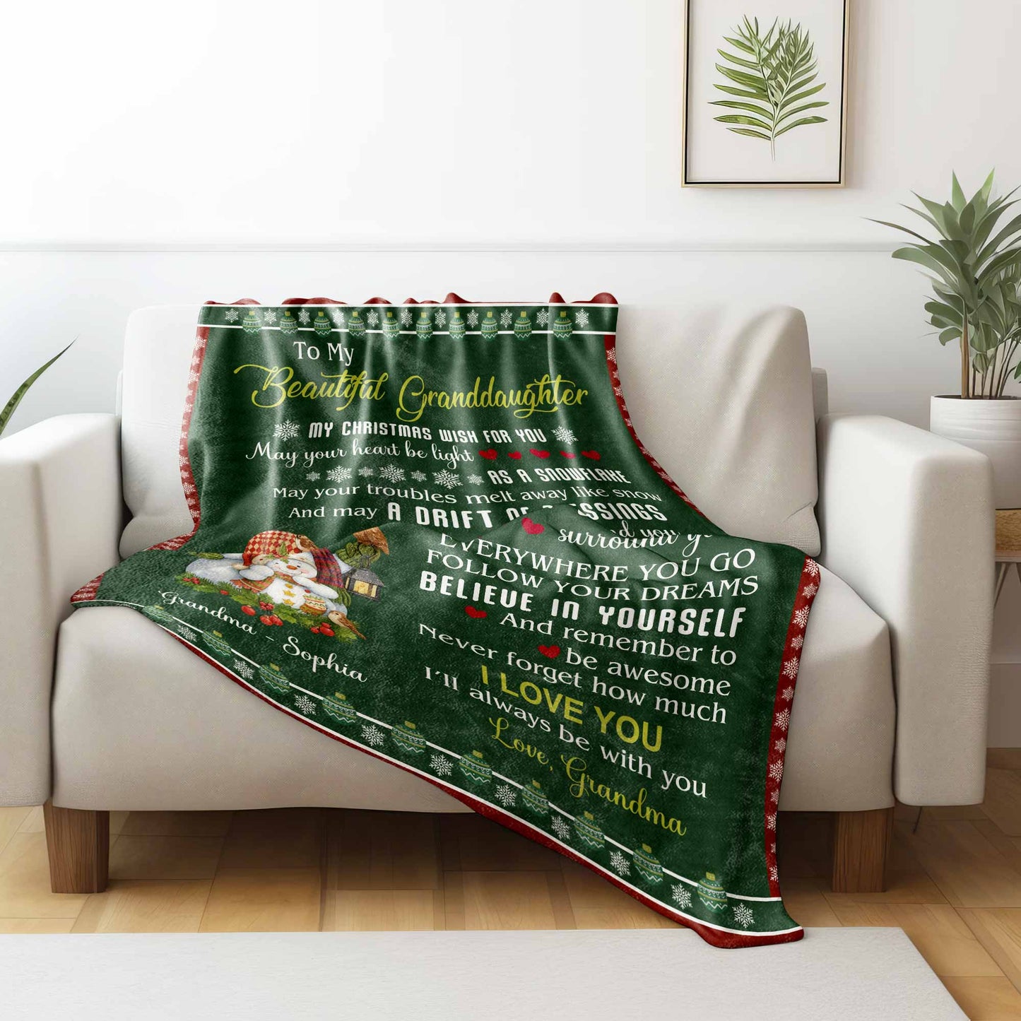 To My Beautiful Granddaughter, Christmas Wishes With Snowman