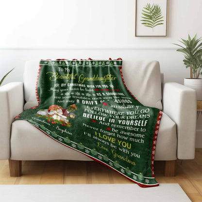 To My Beautiful Granddaughter, Christmas Wishes With Snowman