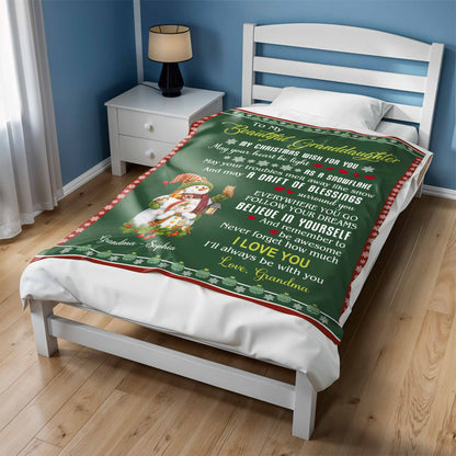 To My Beautiful Granddaughter, Christmas Wishes With Snowman