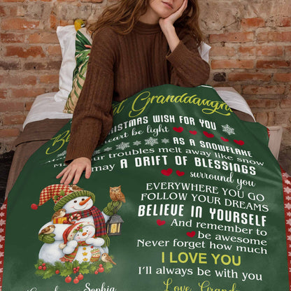 To My Beautiful Granddaughter, Christmas Wishes With Snowman