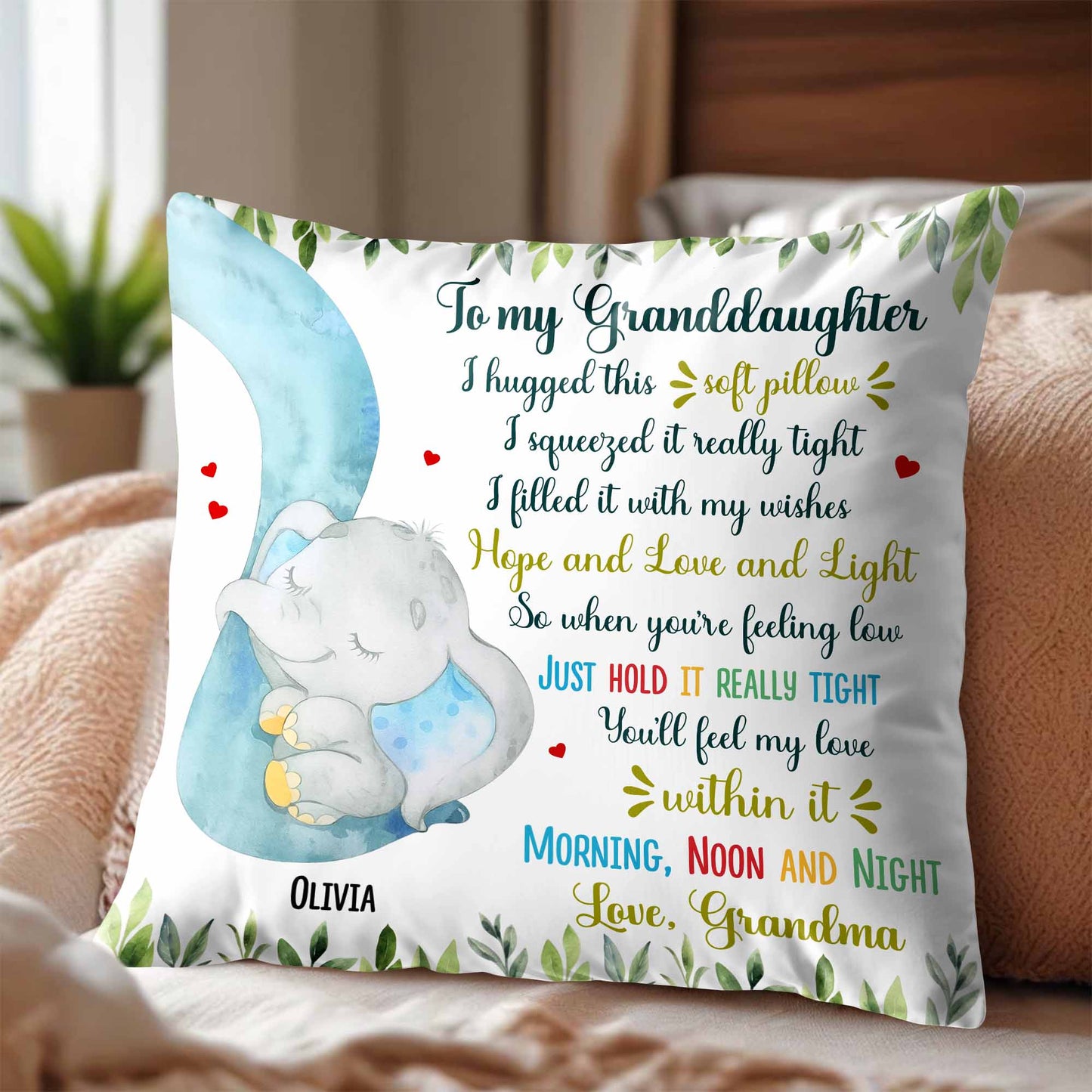 To My Granddaughter, Love Message With Elephant
