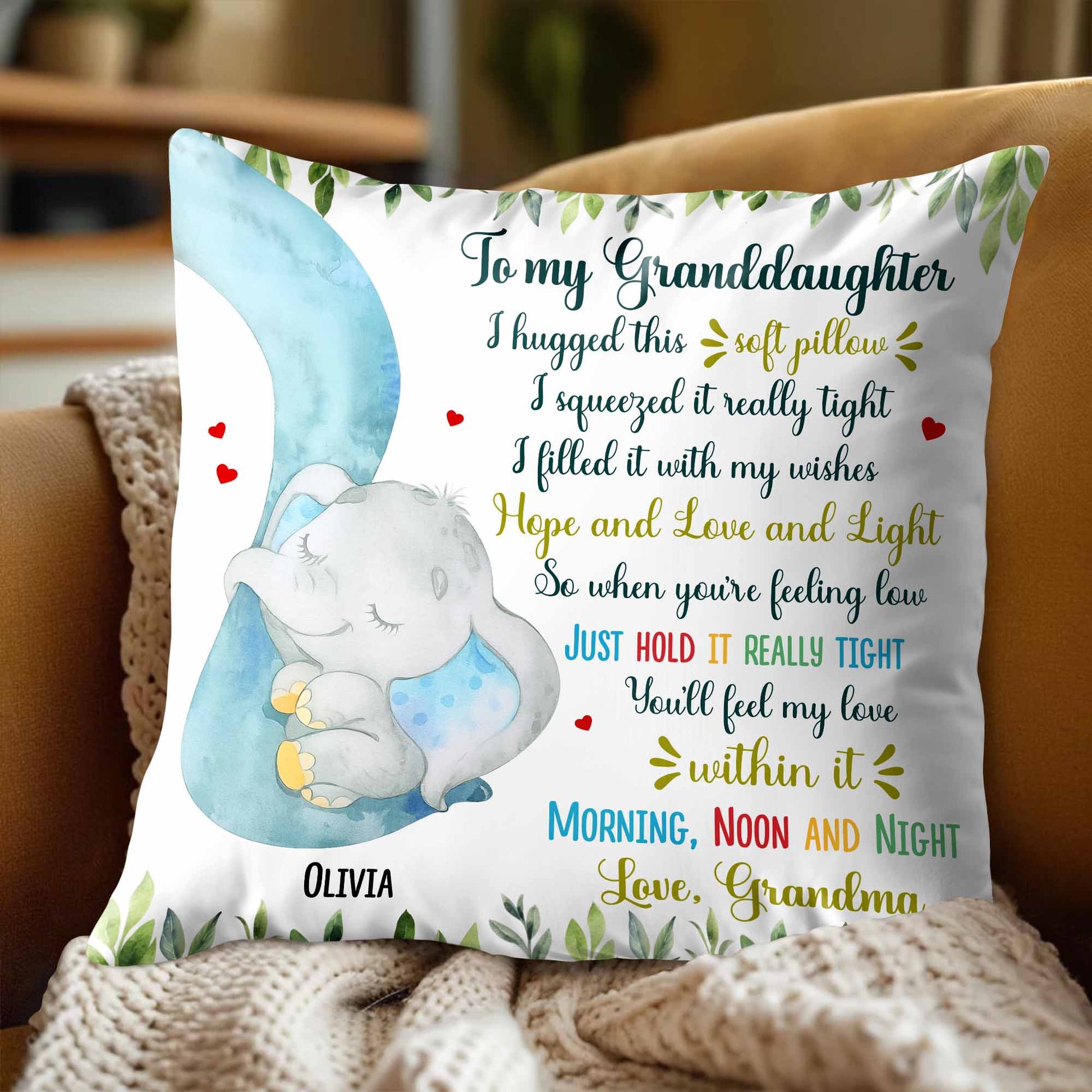 To My Granddaughter, Love Message With Elephant