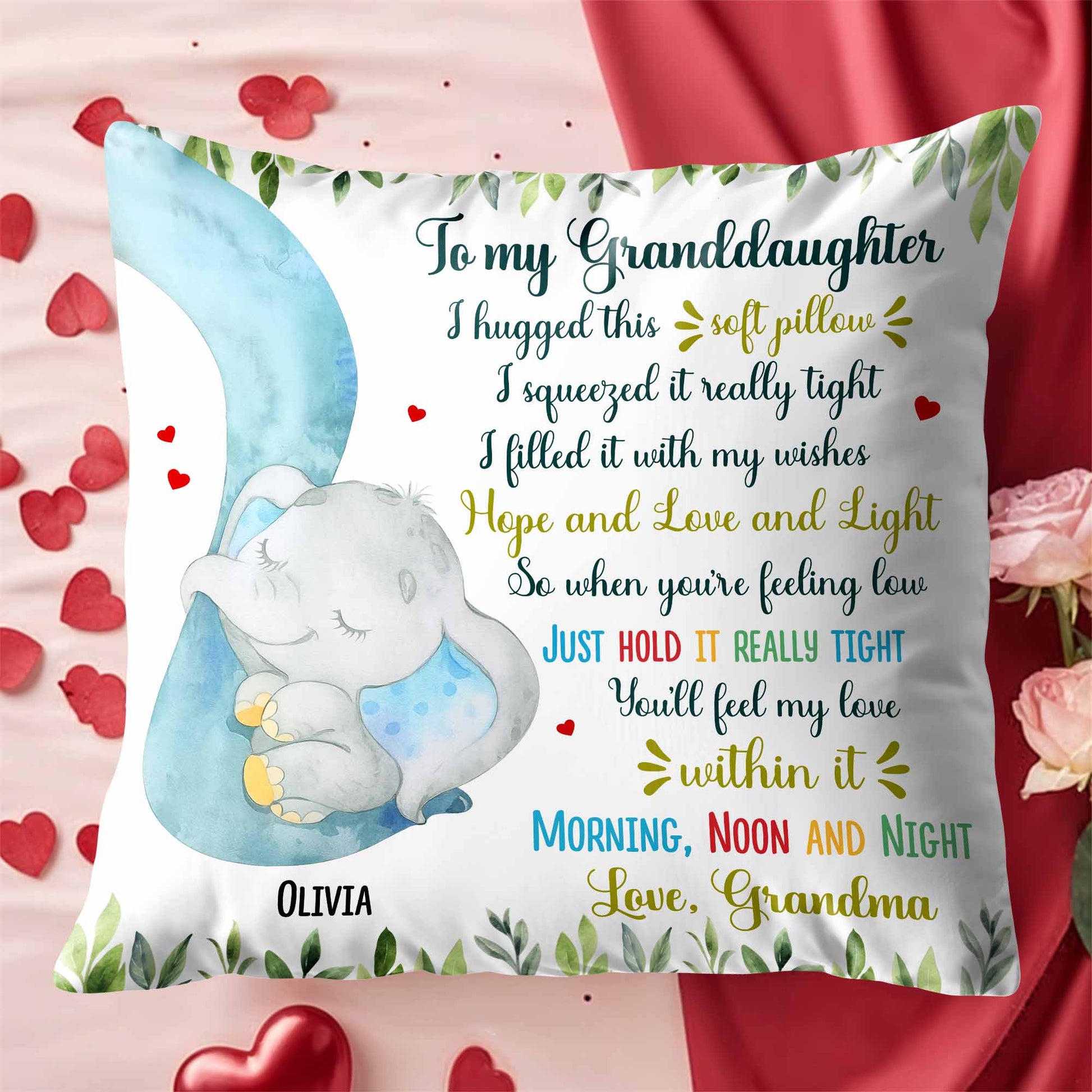 To My Granddaughter, Love Message With Elephant