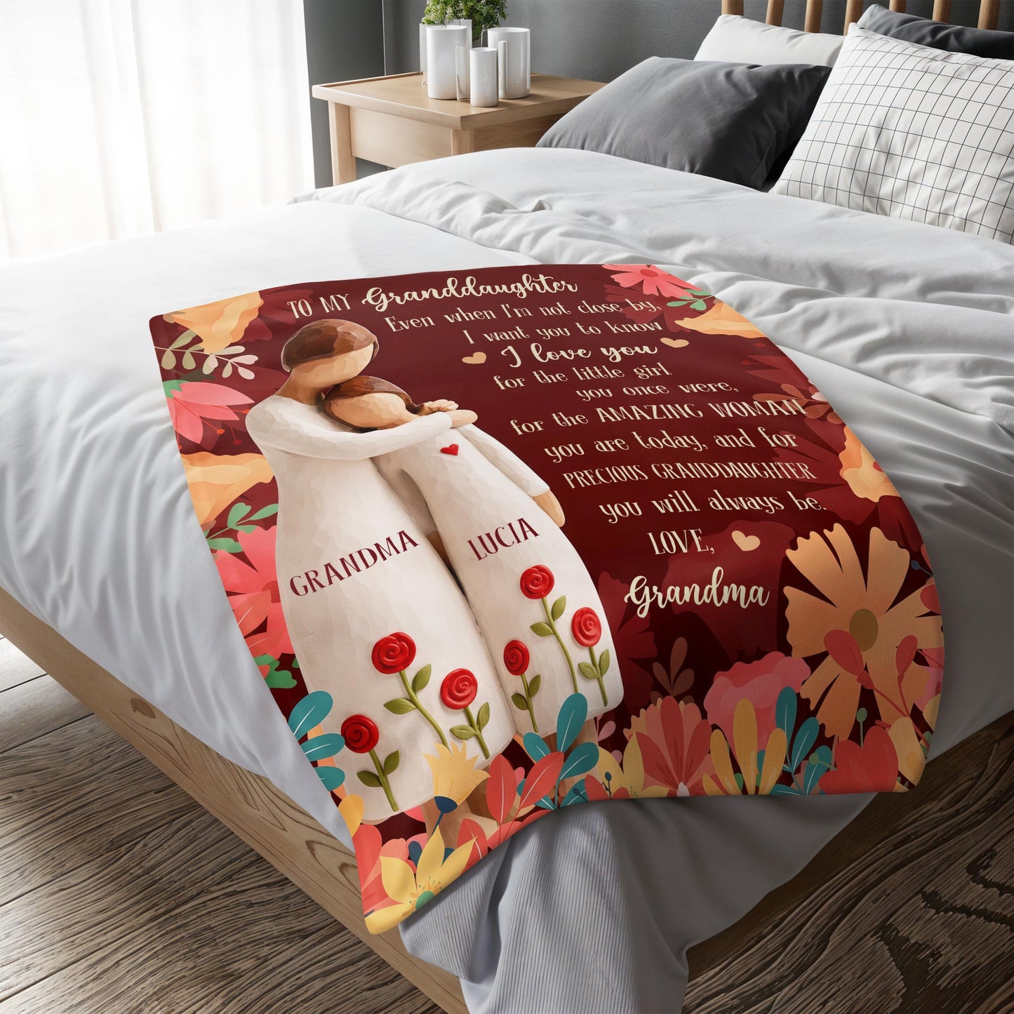 To My Granddaughter, Love From Grandma With Roses