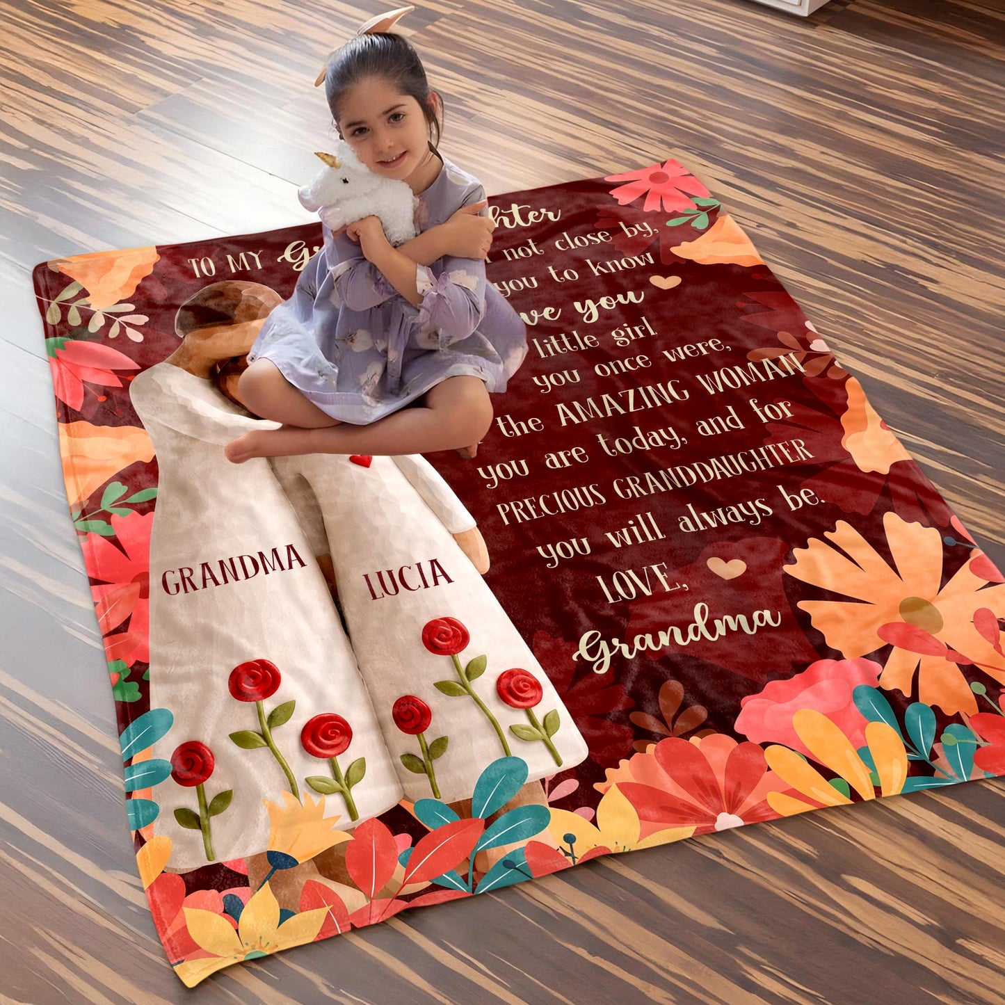 To My Granddaughter, Love From Grandma With Roses