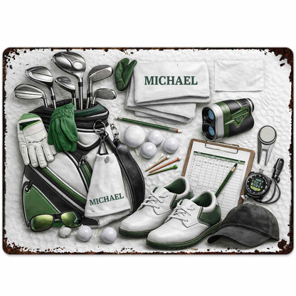 Personalized golf metal sign featuring custom name Michael with golf bag and clubs - unique gift for golfers image 10