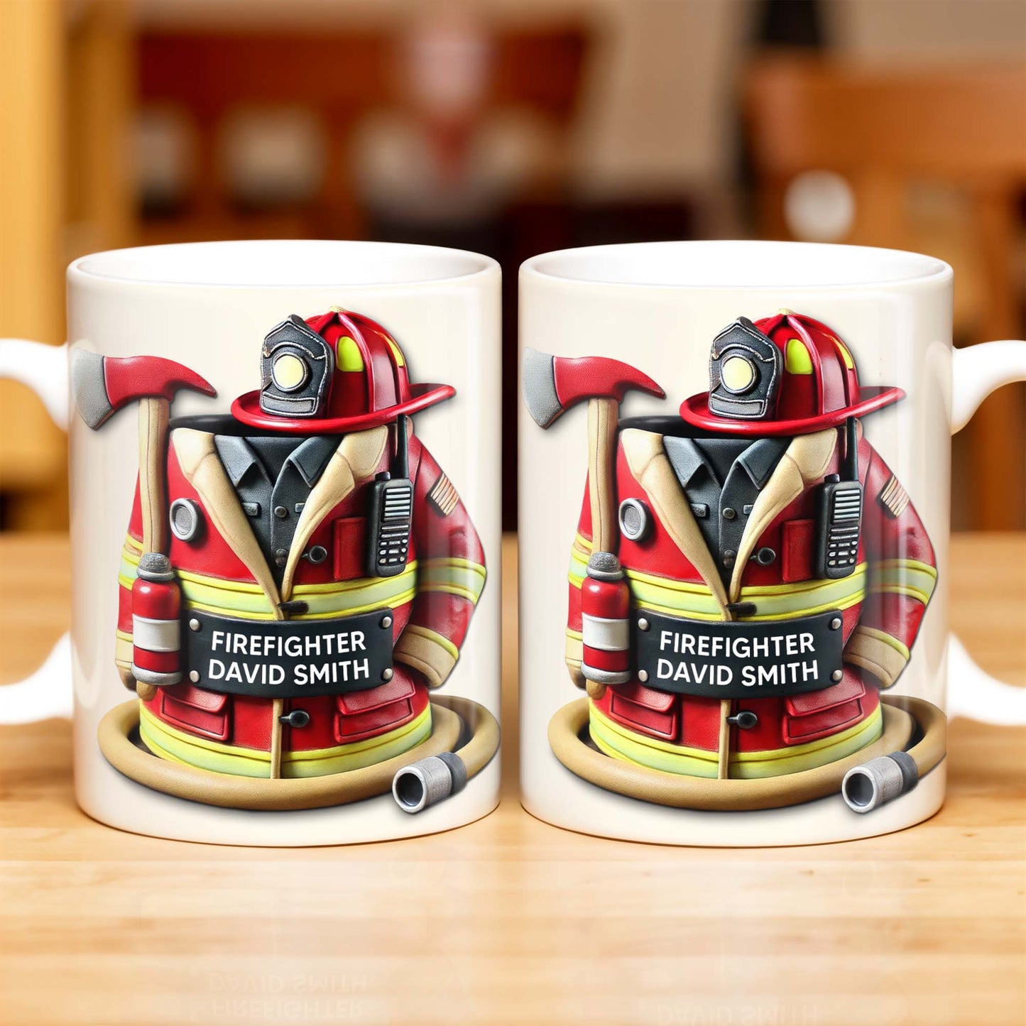 Mug material and size view - Personalized Firefighter Coffee Mug