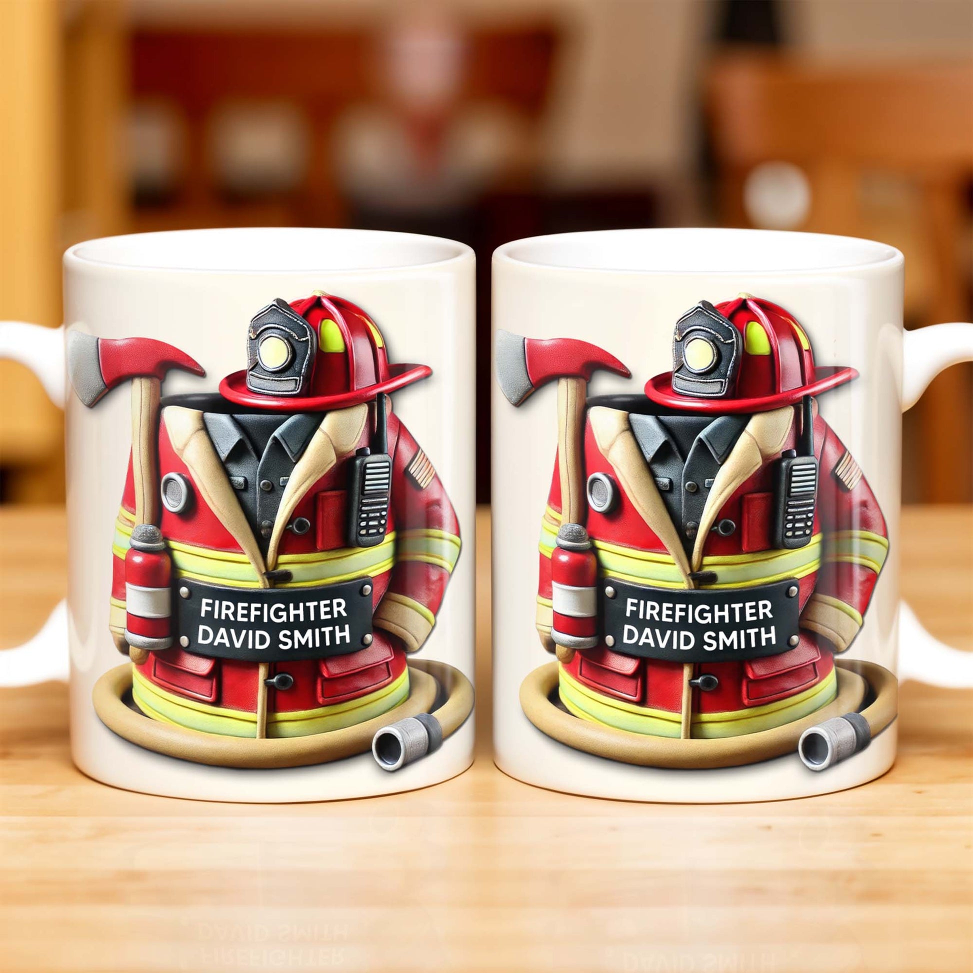 Mug material and size view - Personalized Firefighter Coffee Mug